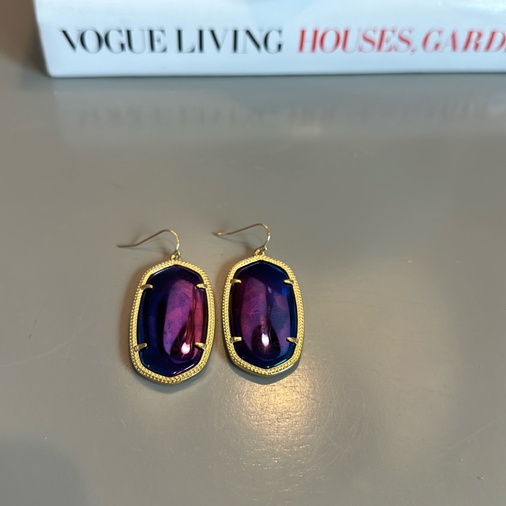 Purple and gold Kendra Scott Danielle earrings